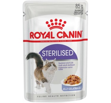 Royal Canin STERILISED для стерилизованных кошек, кусочки в желе,(пауч) 0,085 кг